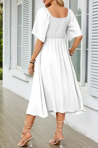 Smocked Tie Front Flutter Sleeve Midi Dress - Update AvenueEffortless Elegance: DressesTrendsi100100290696595100100290696595b0a434c6 - ac22 - 4935 - b4d8 - 5759c36a0351 - Max - OriginWhite