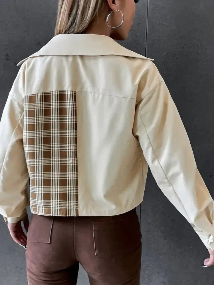 Snap Down Color Block Plaid Jacket - Update AvenueTrendsi100100473771116100100473771116abae7a56 - 9c1e - 4862 - 8dbe - b84400c1563c - MaxBeige