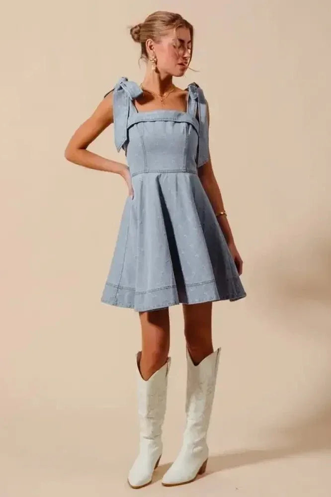 SO ME A Line Fit and Flare Diamond Bow Ribbon Denim Dres - Update AvenueDenim Dresses & SkirtsTrendsi100100315601898100100315601898483800fc9e714c75bfaeb2d334ecf376 - Max - OriginLT DENIM