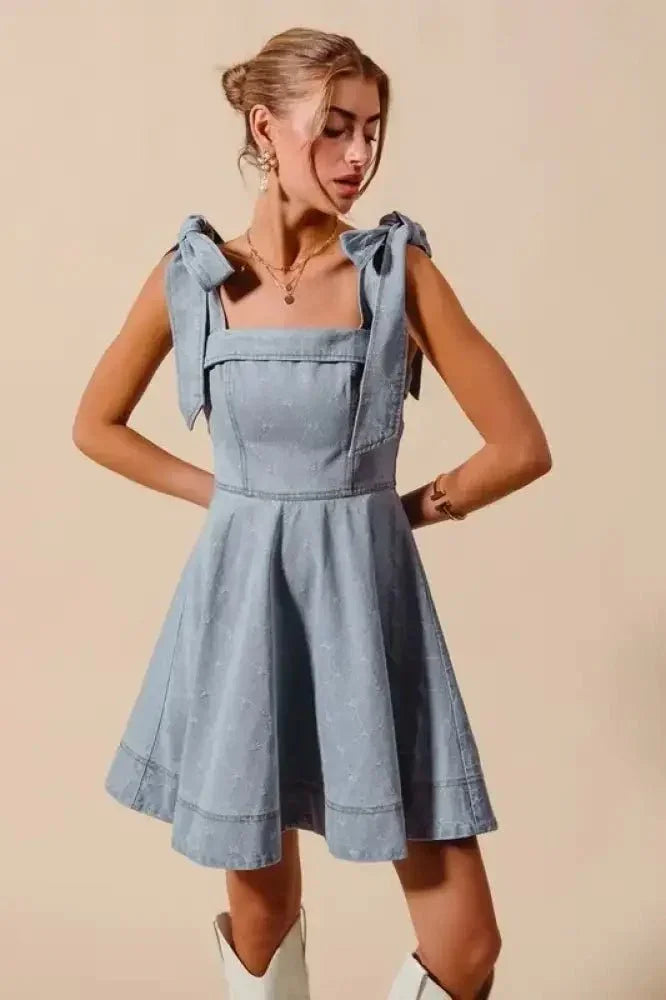 SO ME A Line Fit and Flare Diamond Bow Ribbon Denim Dres - Update AvenueDenim Dresses & SkirtsTrendsi100100315601898100100315601898f7b67335f9ab4dee9db02a6e4cbabffd - Max - OriginLT DENIM