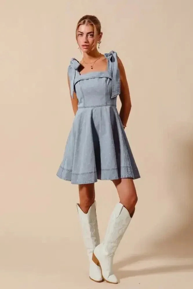 SO ME A Line Fit and Flare Diamond Bow Ribbon Denim Dres - Update AvenueDenim Dresses & SkirtsTrendsi1001003156018981001003156018989b6bee93580d435a884f727b97143789 - Max - OriginLT DENIM