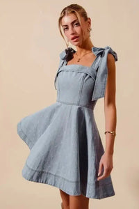 SO ME A Line Fit and Flare Diamond Bow Ribbon Denim Dres - Update AvenueDenim Dresses & SkirtsTrendsi10010031560189810010031560189868f9fd1cad7142388595f06857a62ea1 - Max - OriginLT DENIM