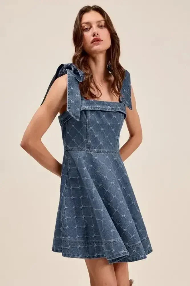 SO ME A Line Fit and Flare Diamond Bow Ribbon Denim Dres - Update AvenueDenim Dresses & SkirtsTrendsi10010085077179510010085077179554ab3efa - 9b7d - 41fa - 8a53 - 925abaaabd21 - Max - OriginDENIM