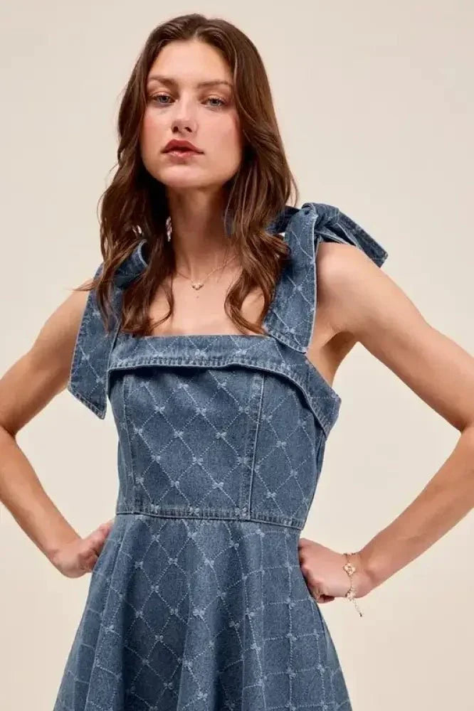 SO ME A Line Fit and Flare Diamond Bow Ribbon Denim Dres - Update AvenueDenim Dresses & SkirtsTrendsi1001008507717951001008507717959b74ad20 - e6ee - 473d - 9aa8 - cb36156cfa26 - Max - OriginDENIM