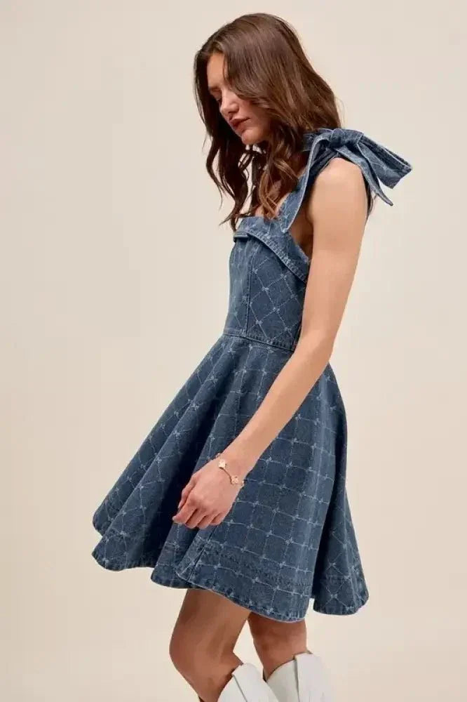 SO ME A Line Fit and Flare Diamond Bow Ribbon Denim Dres - Update AvenueDenim Dresses & SkirtsTrendsi100100850771795100100850771795ae63ffd6 - 383f - 4bce - 986d - 082cfd3e4c5b - Max - OriginDENIM