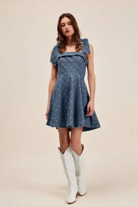 SO ME A Line Fit and Flare Diamond Bow Ribbon Denim Dres - Update AvenueDenim Dresses & SkirtsTrendsi1001008507717951001008507717957e6089f5 - 1472 - 4ffb - 92a9 - 05cf63ec5ffd - Max - OriginDENIM
