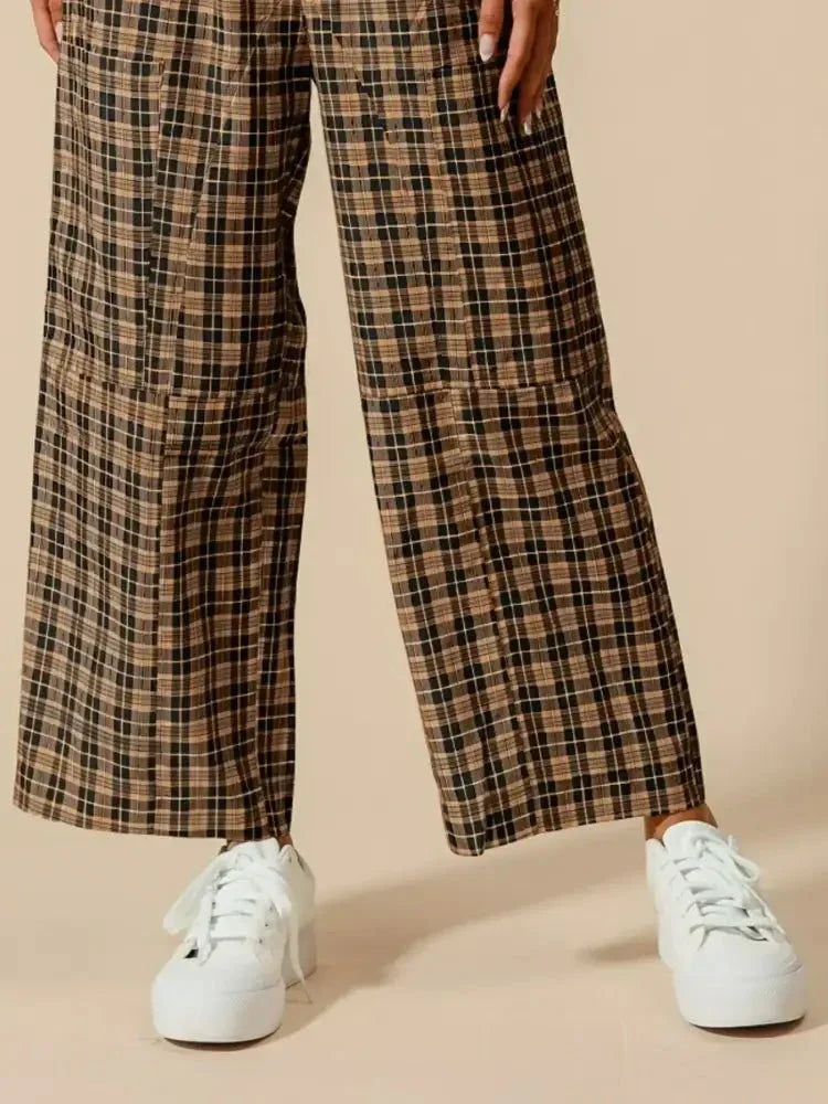 SO ME Check Plaid Wide Leg Pants with Big Patch Pockets - Update AvenueTrendsi1001004564216171001004564216174058af80 - 0b1f - 48c5 - 9489 - 8a65ae88ac4c - Max - OriginBLACK/CAMEL