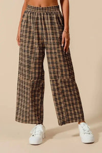 SO ME Check Plaid Wide Leg Pants with Big Patch Pockets - Update AvenueTrendsi1001004564216171001004564216174d17f92429d94bfe91a39ce555d6f871 - Max - OriginBLACK/CAMEL
