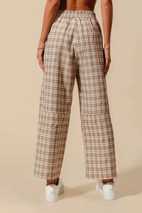 SO ME Check Plaid Wide Leg Pants with Big Patch Pockets - Update AvenueTrendsi100100796911537100100796911537c83f0fd48a654017829074cc80dfc0d3 - Max - OriginCOFFEE/IVORY