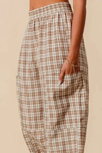 SO ME Check Plaid Wide Leg Pants with Big Patch Pockets - Update AvenueTrendsi100100796911537100100796911537ec195250f7414a449822b85afed9ff57 - Max - OriginCOFFEE/IVORY