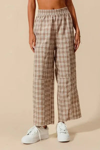 SO ME Check Plaid Wide Leg Pants with Big Patch Pockets - Update AvenueTrendsi100100796911537100100796911537ca9b1699120a4b61a3a0aa2ac74b5419 - Max - OriginCOFFEE/IVORY