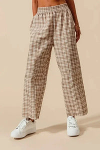 SO ME Check Plaid Wide Leg Pants with Big Patch Pockets - Update AvenueTrendsi100100796911537100100796911537baee16f291f4463baf2cc212b853bb46 - Max - OriginCOFFEE/IVORY