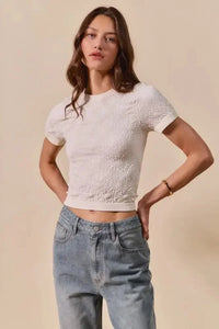 SO ME Floral Patterned Seamless Short Sleeve Top - Update AvenueT-ShirtsTrendsi100100903081596100100903081596dd979526924a4ab7bcabaaead58f6c49 - Max - OriginIVORY