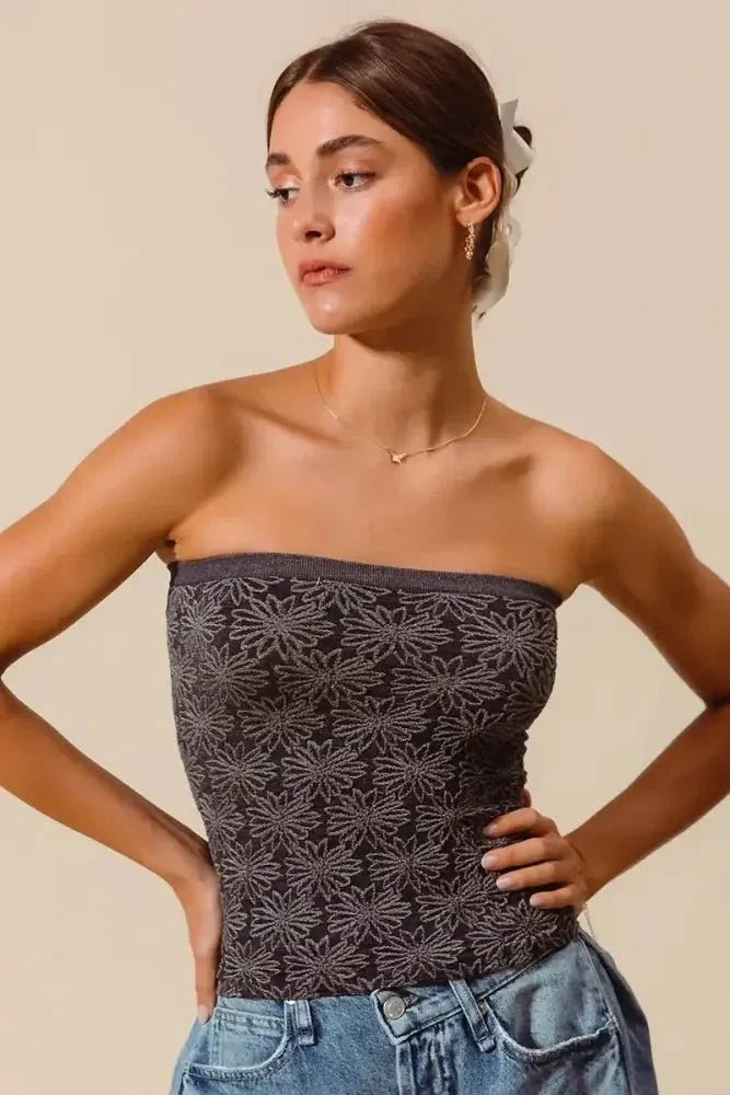 SO ME Jacquard Floral Two Tone Seamless Tube Top - Update AvenueTanks & CamisTrendsi10010089816148810010089816148838c42baa6779440096d2045b3c565044 - Max - Origin2TONE BLACK