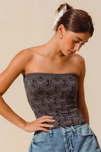 SO ME Jacquard Floral Two Tone Seamless Tube Top - Update AvenueTanks & CamisTrendsi10010089816148810010089816148806650a7b084142f6b4299dd7d9750936 - Max - Origin2TONE BLACK