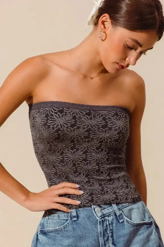SO ME Jacquard Floral Two Tone Seamless Tube Top - Update AvenueTanks & CamisTrendsi100100898161488100100898161488316c1002e1334b878229e0c24ef73183 - Max - Origin2TONE BLACK