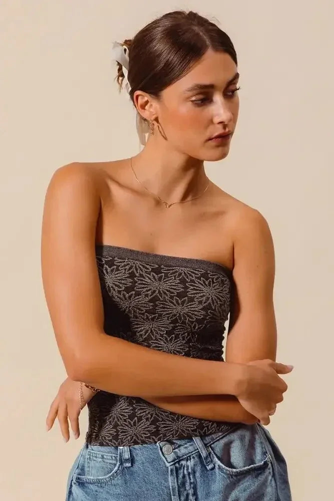 SO ME Jacquard Floral Two Tone Seamless Tube Top - Update AvenueTanks & CamisTrendsi1001008981614881001008981614884119c0ee775d4780b33af5b426f4917b - Max - Origin2TONE BLACK