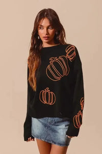 SO ME Pumpkin Embroidered Halloween Thanksgiving Sweater - Update AvenueHalloweenTrendsi1001002675213291001002675213291f7d2466 - d38f - 4311 - 870e - f6f5ce6d37c7 - Max - OriginBLACK/ORANGE