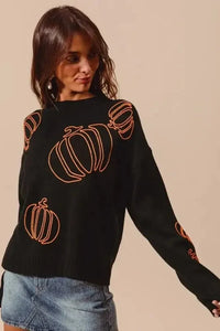 SO ME Pumpkin Embroidered Halloween Thanksgiving Sweater - Update AvenueHalloweenTrendsi1001002675213291001002675213290b5b207e - e61e - 47dc - 971f - 0e3fa656d1fe - Max - OriginBLACK/ORANGE