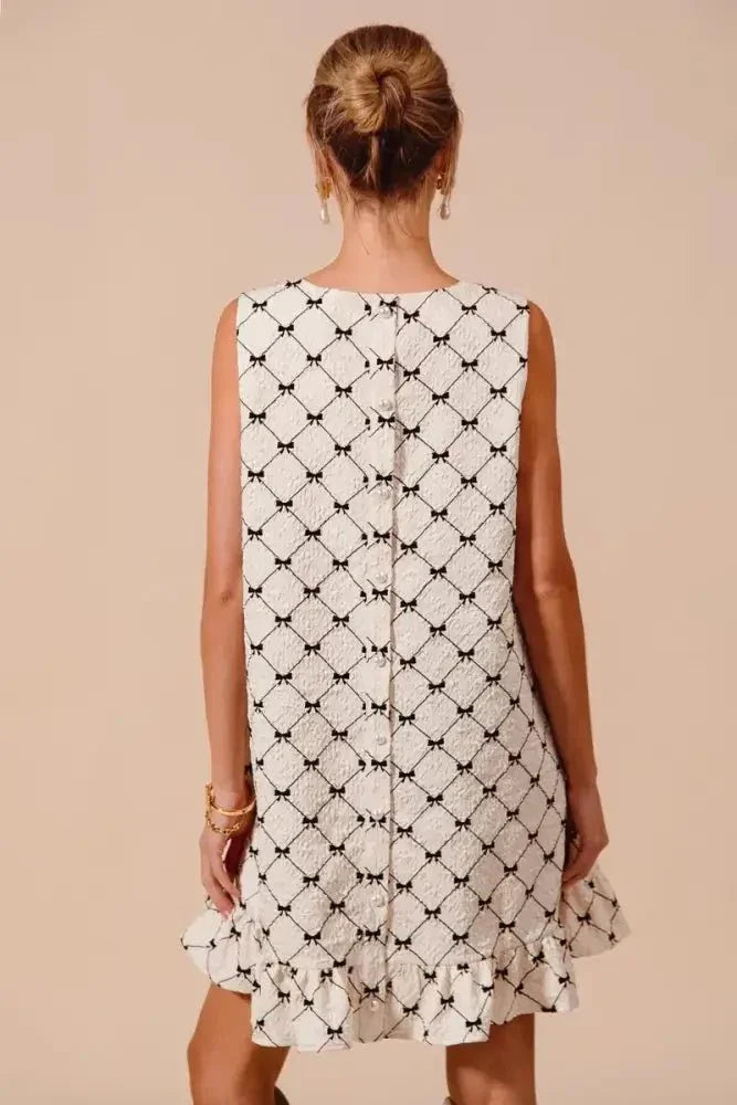 SO ME Texture Bow Printed Mini Ruffle Dress - Update AvenueTrendsi100100192561606100100192561606717a34e32cc04eabb87571273ae02ec7 - Max - OriginIVORY