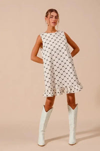 SO ME Texture Bow Printed Mini Ruffle Dress - Update AvenueTrendsi1001001925616061001001925616060ef2ee2b5f1145008ae184b8ab736a0e - Max - OriginIVORY