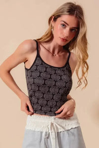 SO ME Two Tone Floral Seamless Tank Top - Update AvenueTrendsi1001009219615531001009219615536dbcf70251314392b85011e68af21ec8 - Max - OriginCHARCOAL BLACK