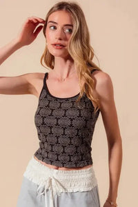 SO ME Two Tone Floral Seamless Tank Top - Update AvenueTrendsi1001009219615531001009219615531ca6034e152742a584b332118f952d52 - Max - OriginCHARCOAL BLACK