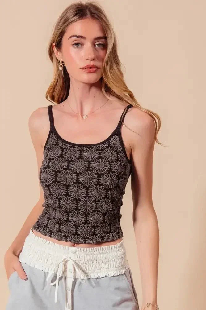 SO ME Two Tone Floral Seamless Tank Top - Update AvenueTrendsi100100921961553100100921961553b5fd0c2b366d4efbb8e98aa70fe439f2 - Max - OriginCHARCOAL BLACK
