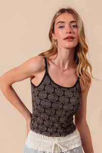 SO ME Two Tone Floral Seamless Tank Top - Update AvenueTrendsi10010092196155310010092196155301c77cea4ac440b0be7c5b3b52816907 - Max - OriginCHARCOAL BLACK