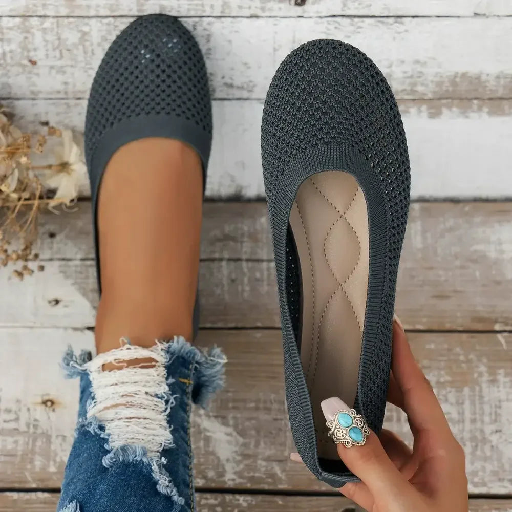 Solid Color Mesh Flat Slip-Ons