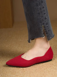 Solid Color Point Toe Slip-Ons