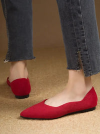 Solid Color Point Toe Slip-Ons