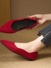 Solid Color Point Toe Slip-Ons