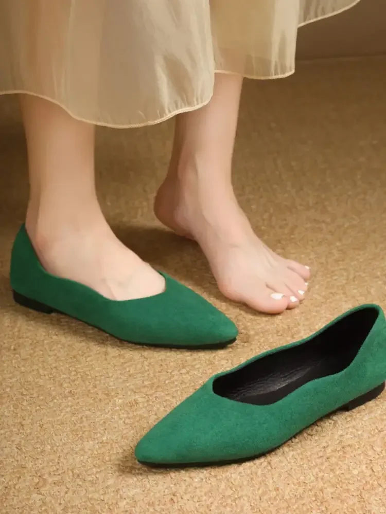 Solid Color Point Toe Slip-Ons
