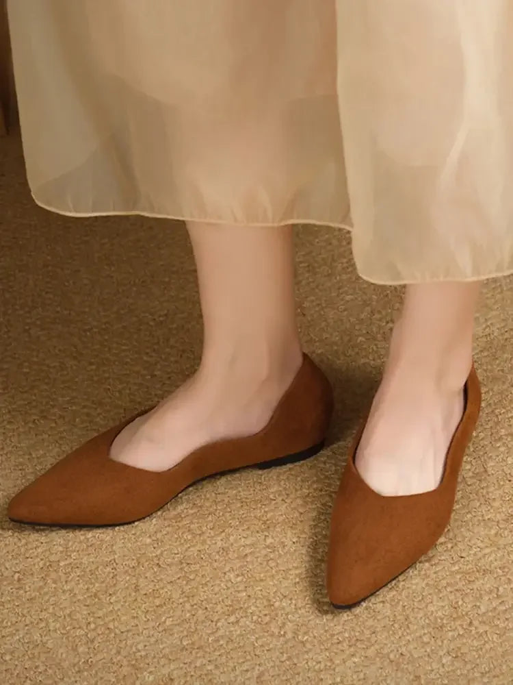 Solid Color Point Toe Slip-Ons