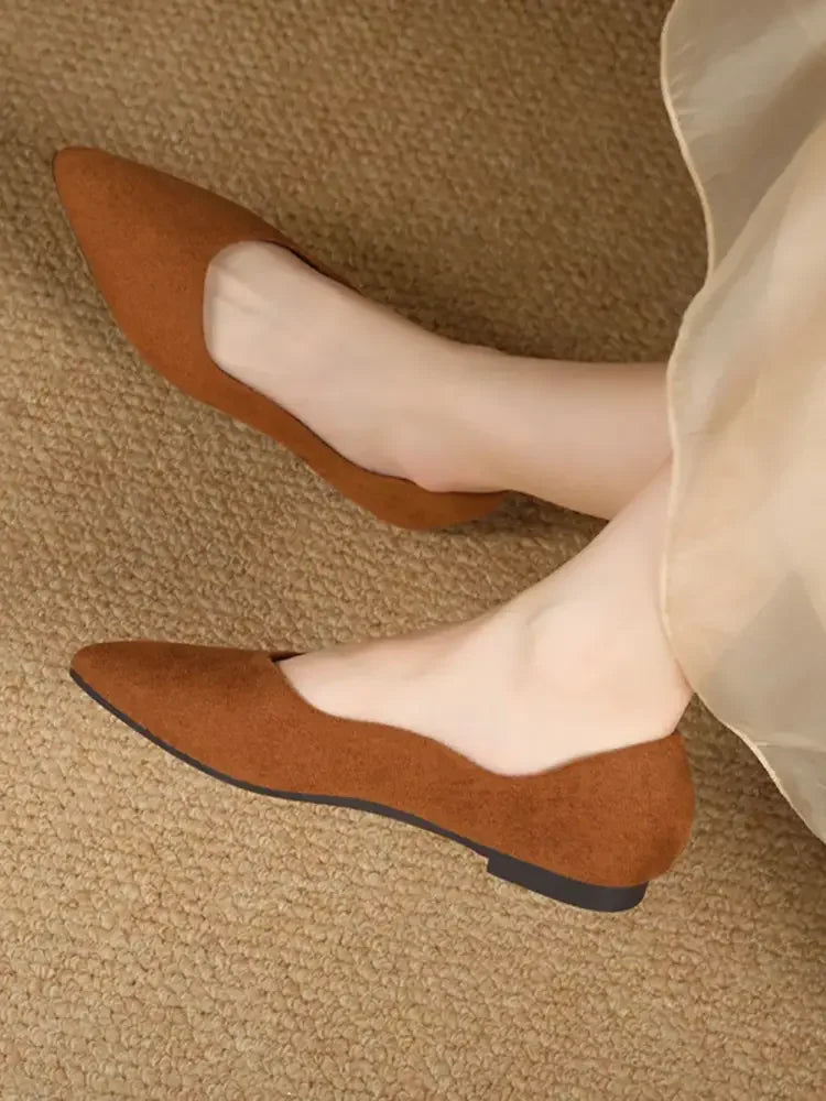 Solid Color Point Toe Slip-Ons