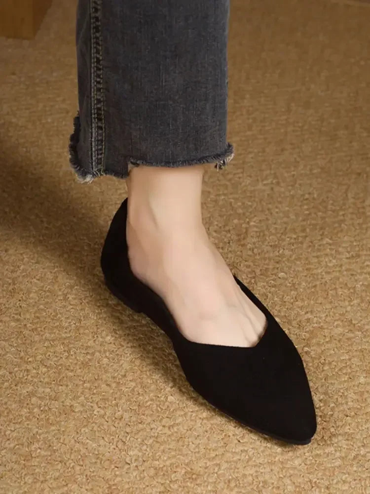 Solid Color Point Toe Slip-Ons