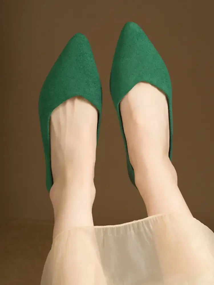 Solid Color Point Toe Slip-Ons
