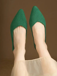 Solid Color Point Toe Slip-Ons