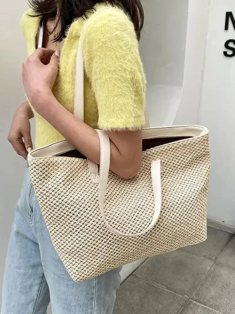 Solid Color Woven Tote Bag - Update AvenueFestival VibesTrendsi100700317261658100700317261658086b0cf9 - 02cd - 4f1a - 834b - 0cd7dc2bece6 - MaxBeige