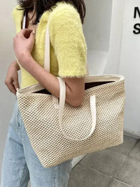 Solid Color Woven Tote Bag - Update AvenueFestival VibesTrendsi100700317261658100700317261658086b0cf9 - 02cd - 4f1a - 834b - 0cd7dc2bece6 - MaxBeige
