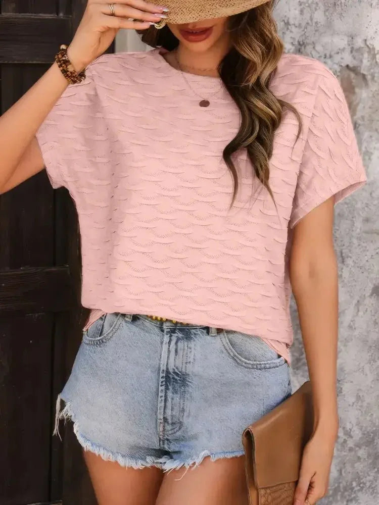 Solid Round Neck Short Sleeve T-Shirt - Update AvenueT-ShirtsTrendsi10010071549461510010071549461503240a16 - 30e0 - 4300 - b79d - 9f7843faad25 - Max - OriginBlush Pink