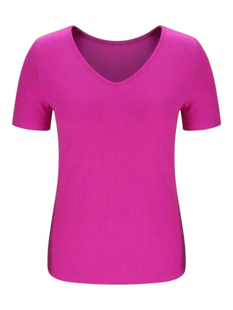Solid V - Neck Short Sleeve T-Shirt - Update AvenueT-ShirtsTrendsi1001008136716071001008136716074e9dc02e - 28a3 - 4698 - 8106 - 205881ce6c76 - Max - OriginFuchsia Pink