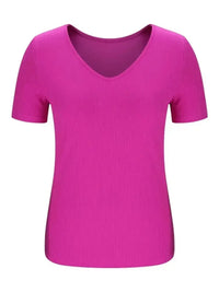 Solid V - Neck Short Sleeve T-Shirt - Update AvenueT-ShirtsTrendsi1001008136716071001008136716074e9dc02e - 28a3 - 4698 - 8106 - 205881ce6c76 - Max - OriginFuchsia Pink
