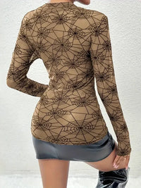 Spider Web Print Long Sleeve Blouse - Update AvenueHalloweenTrendsi100100458267628100100458267628da2e199e142347508edfb76650b3a88f - Max - OriginKhaki