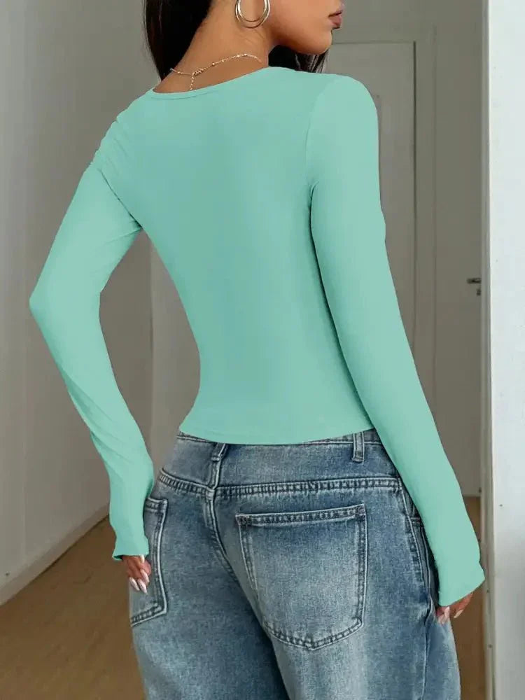 Square Neck Long Sleeve Fitted T-Shirt - Update AvenueT-ShirtsTrendsi10010017392098710010017392098794a31e10e28e4e09960416c4bd4472e0 - Max - OriginAqua Blue