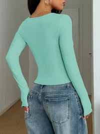 Square Neck Long Sleeve Fitted T-Shirt - Update AvenueT-ShirtsTrendsi10010017392098710010017392098794a31e10e28e4e09960416c4bd4472e0 - Max - OriginAqua Blue