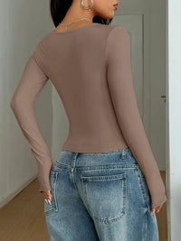 Square Neck Long Sleeve Fitted T-Shirt - Update AvenueT-ShirtsTrendsi100100173922407100100173922407ad460ccd2858473f908e80ea997fb398 - Max - OriginCoffee Color