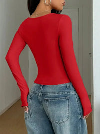 Square Neck Long Sleeve Fitted T-Shirt - Update AvenueT-ShirtsTrendsi1001001739272391001001739272397bc6488d24cf45f398006562e3210407 - Max - OriginBright Red