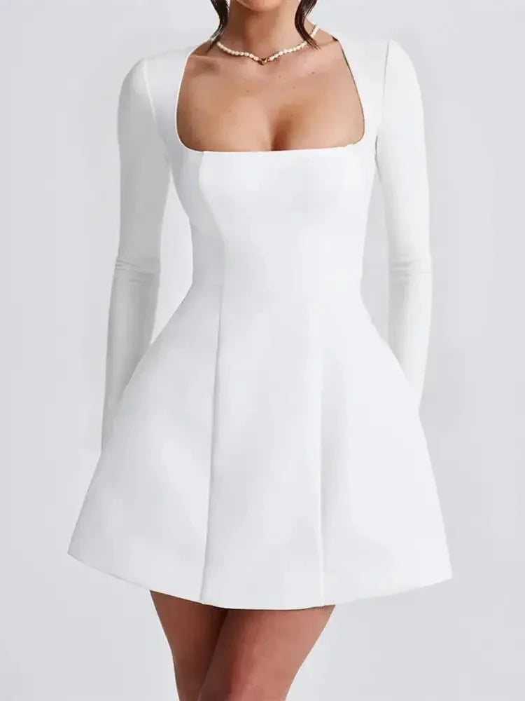 Square Neck Long Sleeve Mini Dress - Update AvenueCasual DressesTrendsi100100177402097100100177402097Square Neck Long Sleeve Mini DressWhite